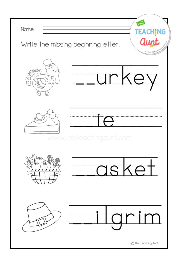 Thanksgiving Literacy Worksheets