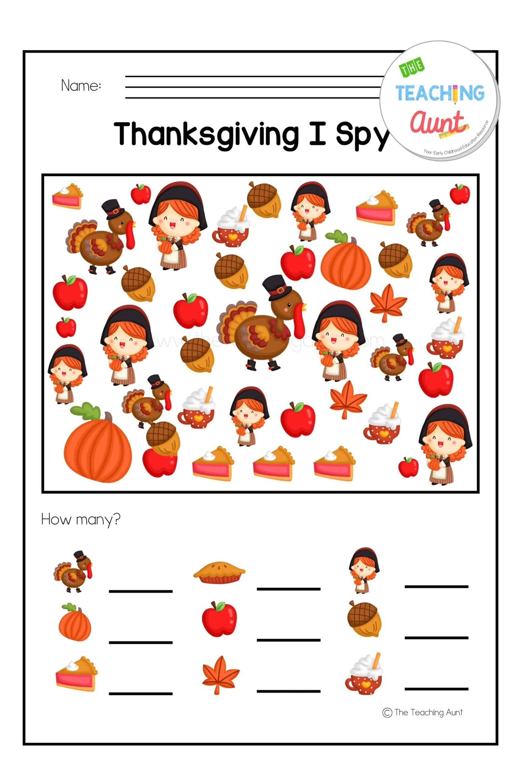 Thanksgiving Worksheets For Preschool - The Teaching Aunt for Thanksgiving Prek Worksheets
