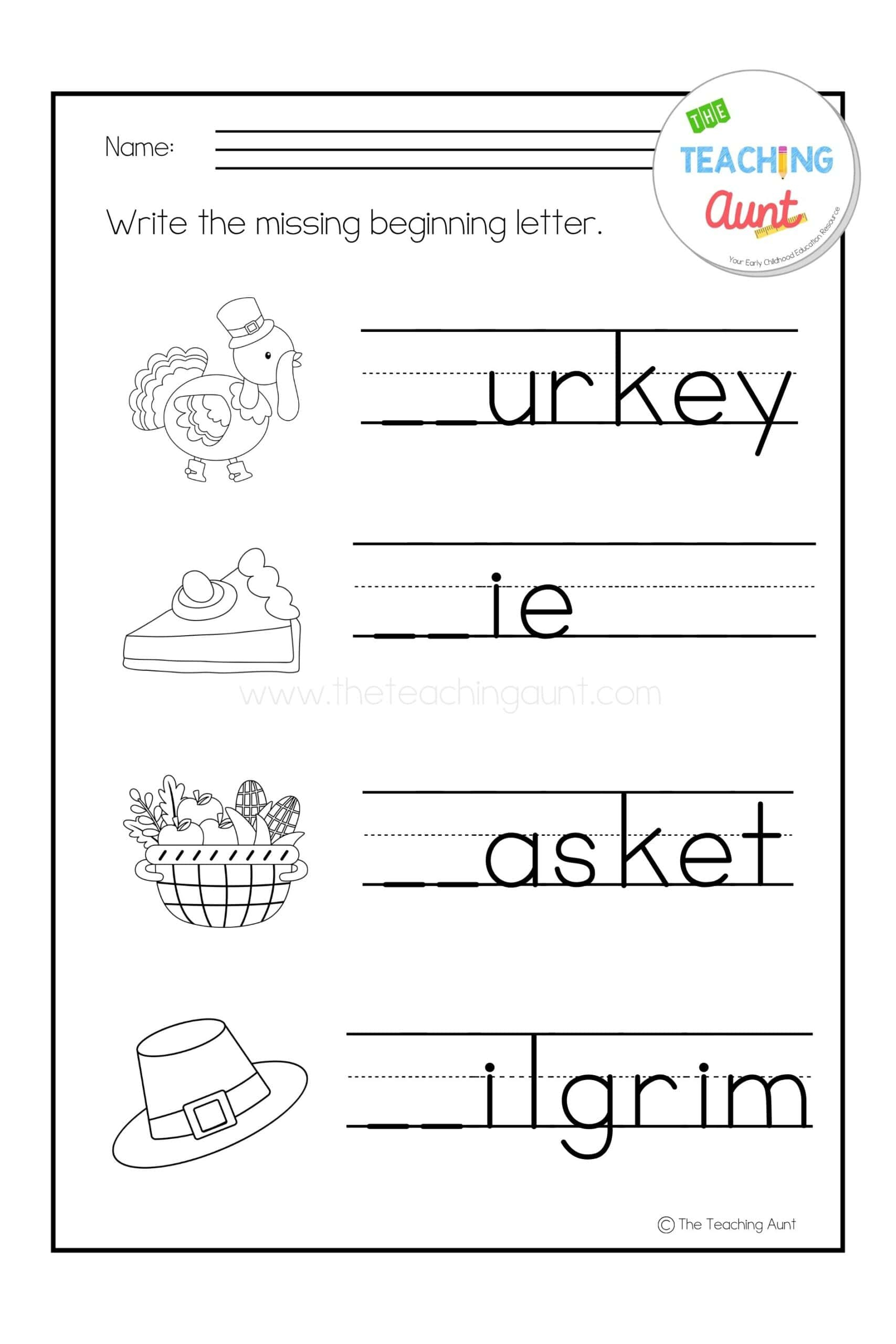 Thanksgiving Worksheets For Preschool - The Teaching Aunt throughout Thanksgiving Worksheet For Preschool