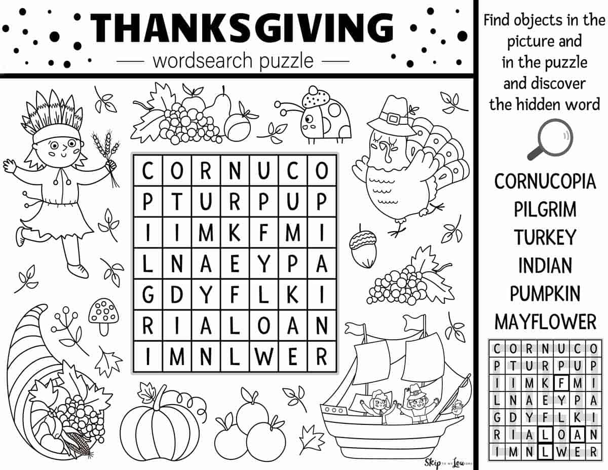 Thanksgiving Worksheets | Skip To My Lou for Thanksgiving Word Search Super Teacher Worksheets
