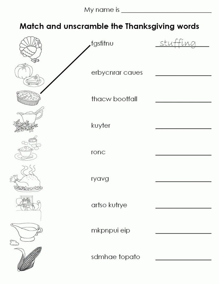 Kids Thanksgiving Worksheets