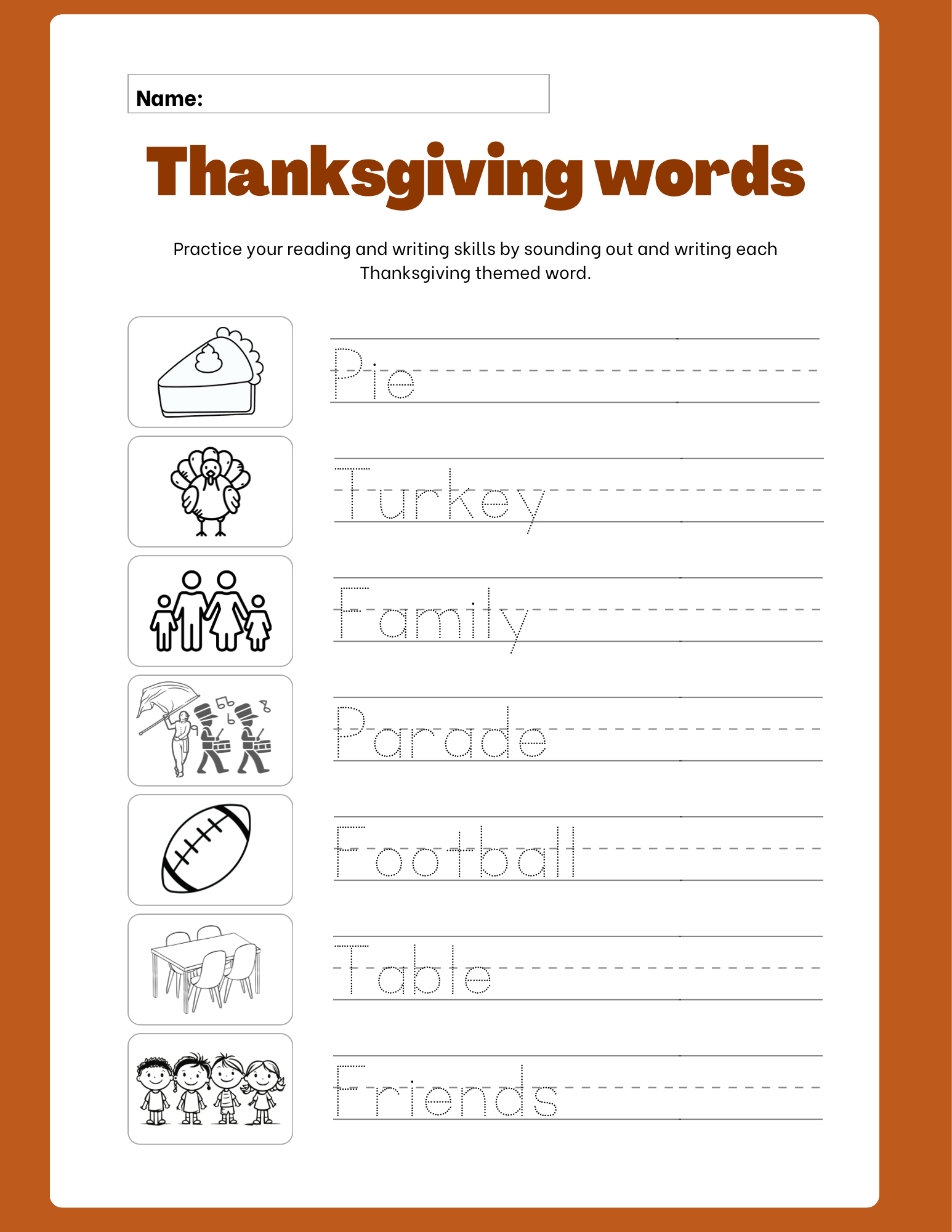 Thanksgiving Writing Words - Classful with regard to Thanksgiving Pre Writing Worksheets