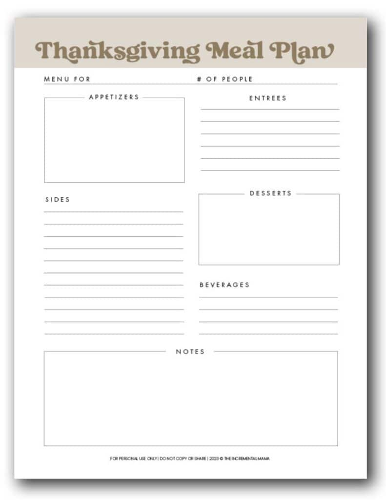 The Best Free Printable Thanksgiving Planner (8 Pages) - The with regard to Thanksgiving Meal Planning Worksheet