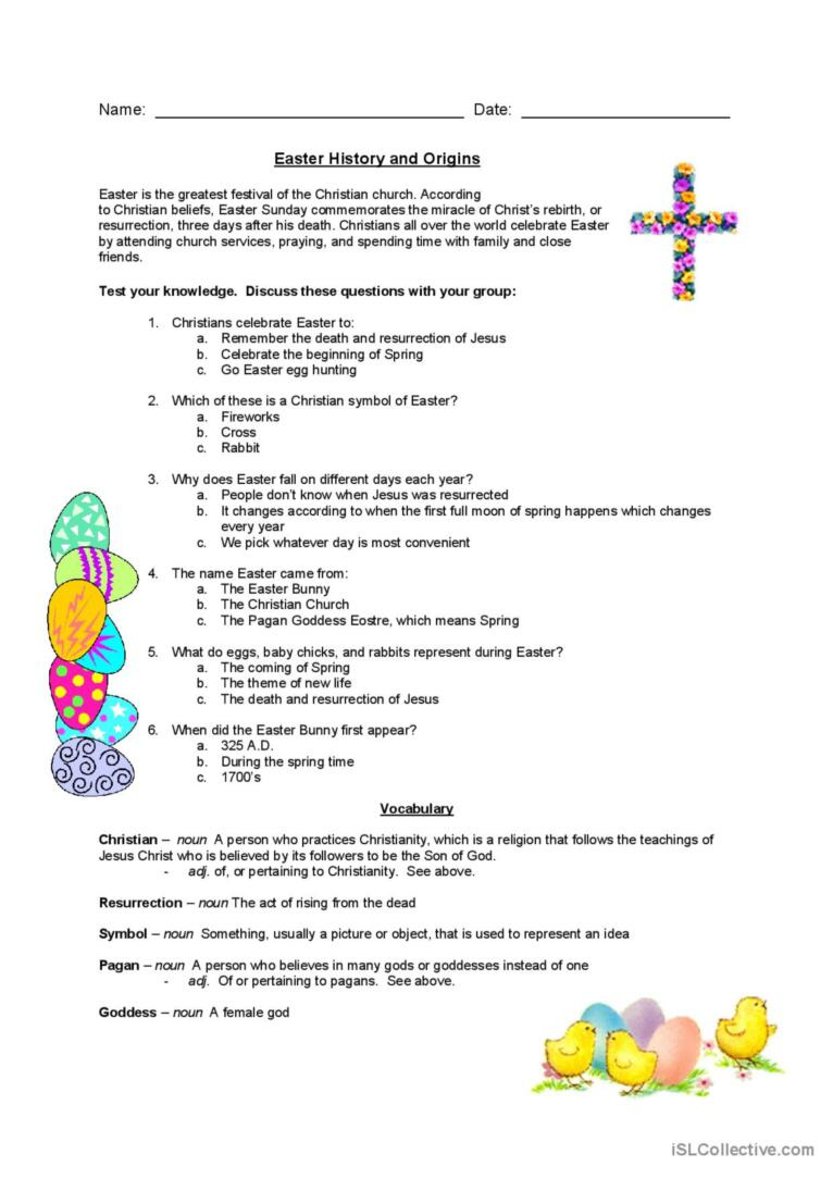 The Easter Story Reading For Detail…: English Esl Worksheets Pdf &amp;amp; Doc intended for The Easter Story Worksheets