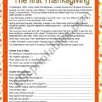 The First Thanksgiving   Esl Worksheets.lefevre With Regard To The First Thanksgiving Worksheet Answers