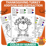 Turkey Math Thanksgiving Colornumber Thanksgiving Math For Thanksgiving Coloring Math Worksheets