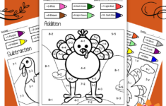 Turkey Math Thanksgiving Colornumber Thanksgiving Math within Thanksgiving Turkey Math Worksheet