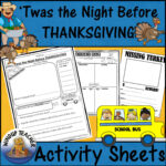 Twas The Night Before Thanksgiving Activity Sheets | Madeteachers Throughout Twas The Night Before Thanksgiving Worksheets