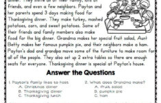 Wh Question Worksheets 6Cc inside 3Rd Grade Thanksgiving Reading Comprehension Worksheets