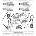 Whatã‚Â´s On Your Thanksgiving Plate?   Esl Worksheetlina Therese Regarding My Thanksgiving Plate Worksheet