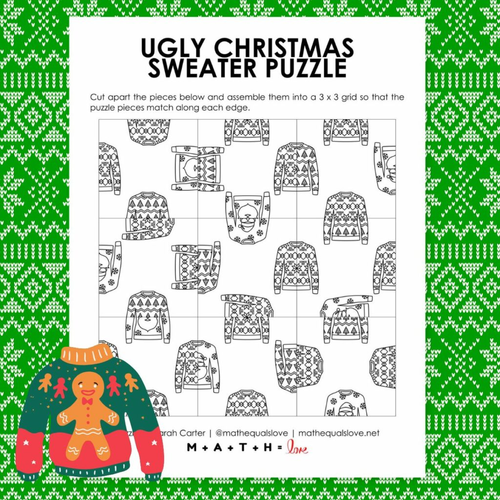 12 Christmas Math Activities And Puzzles inside Ugly Christmas Sweater Plotting Grid Worksheets