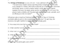 12 Days Of Christmas (History And Worksheet) - Esl Worksheet inside 12 Days Of Christmas Cost Worksheets