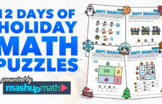 12 Days Of Holiday Math Puzzles—Printable K-8 Worksheets — Mashup Math with regard to 12 Days Of Christmas Worksheets Answers