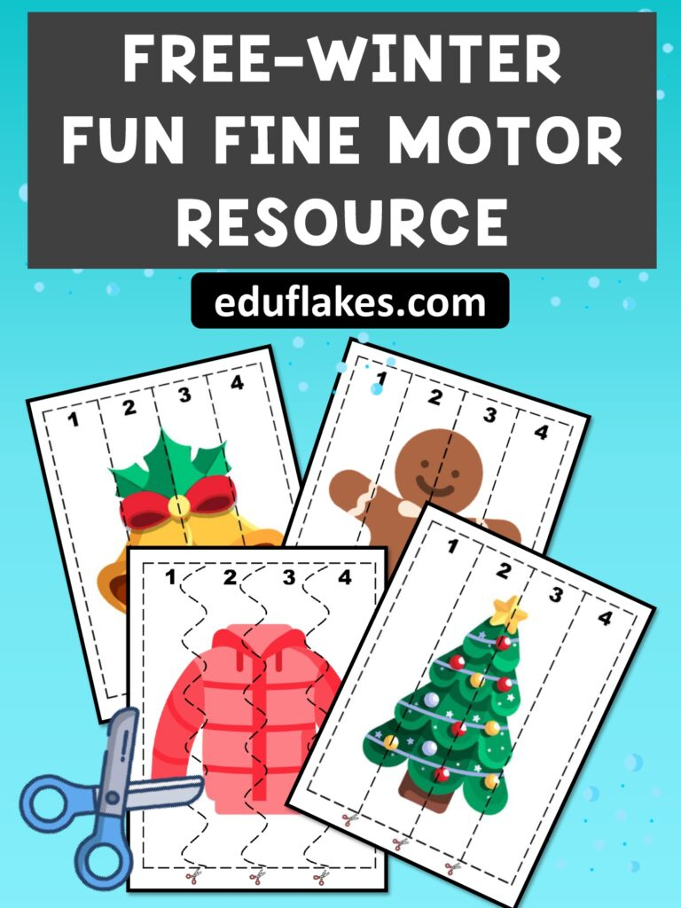 20 Pages Christmas Scissor Skills Fine Motor Center, Cutting for Christmas Fine Motor Skills Worksheets