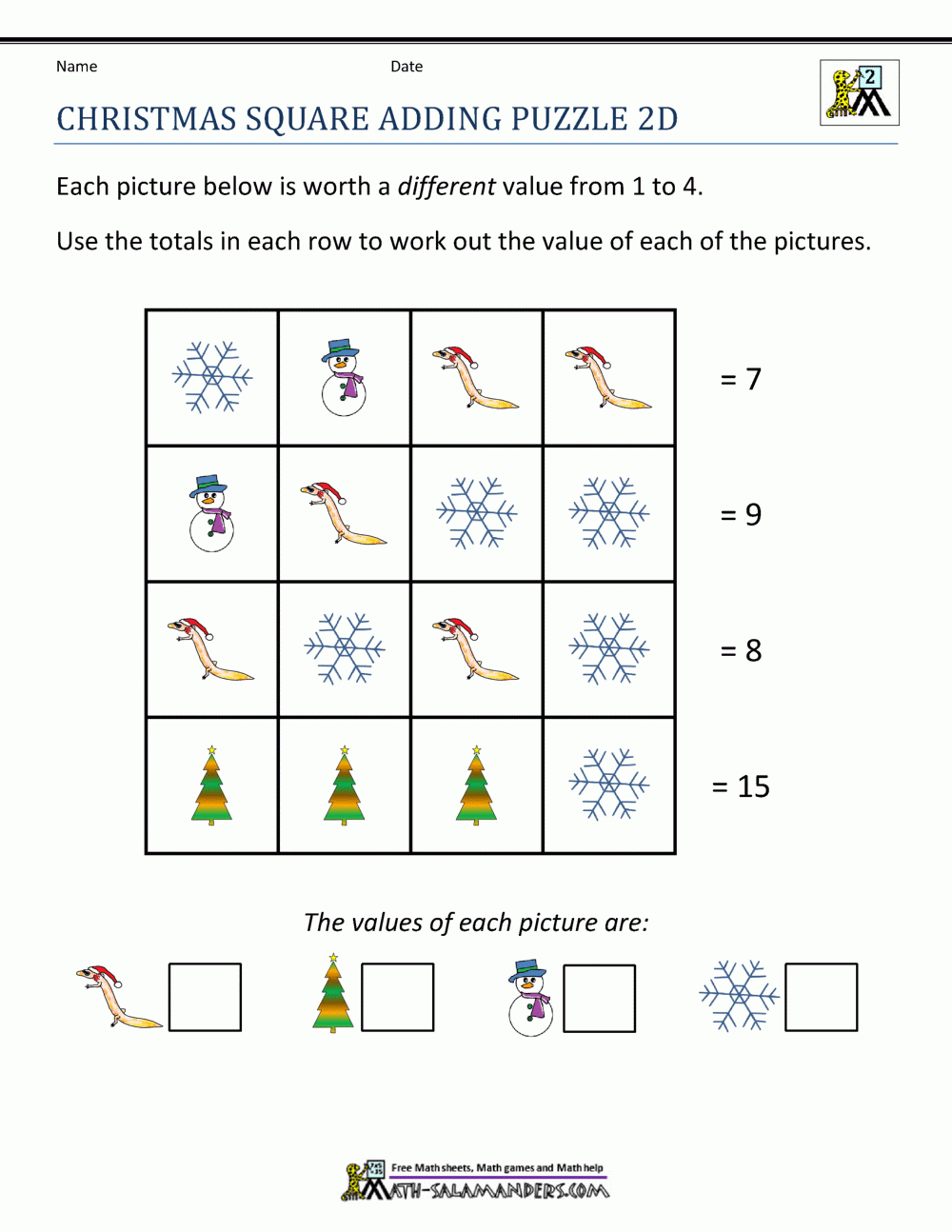 2Nd Grade Christmas Math Worksheets inside Free Christmas Math Worksheets For 2Nd Graders