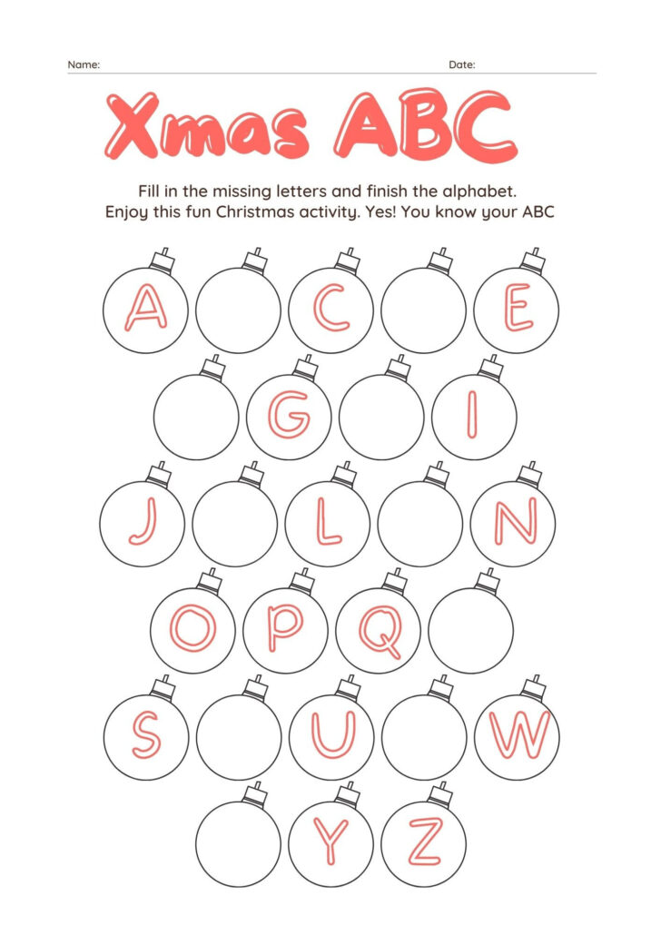 Christmas Missing Letter Worksheets