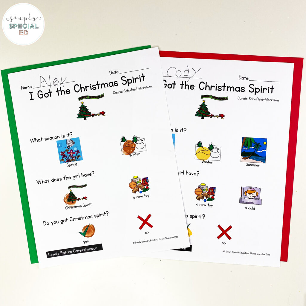 5 Activities For I Got The Christmas Spirit - Simply Special Ed in Got the Christmas Spirit Worksheets