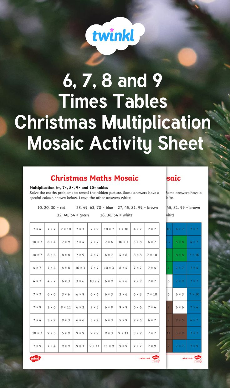 6, 7, 8 And 9 Times Tables Christmas Multiplication Mosaic Worksheet with regard to Christmas Maths Mosaic Worksheets