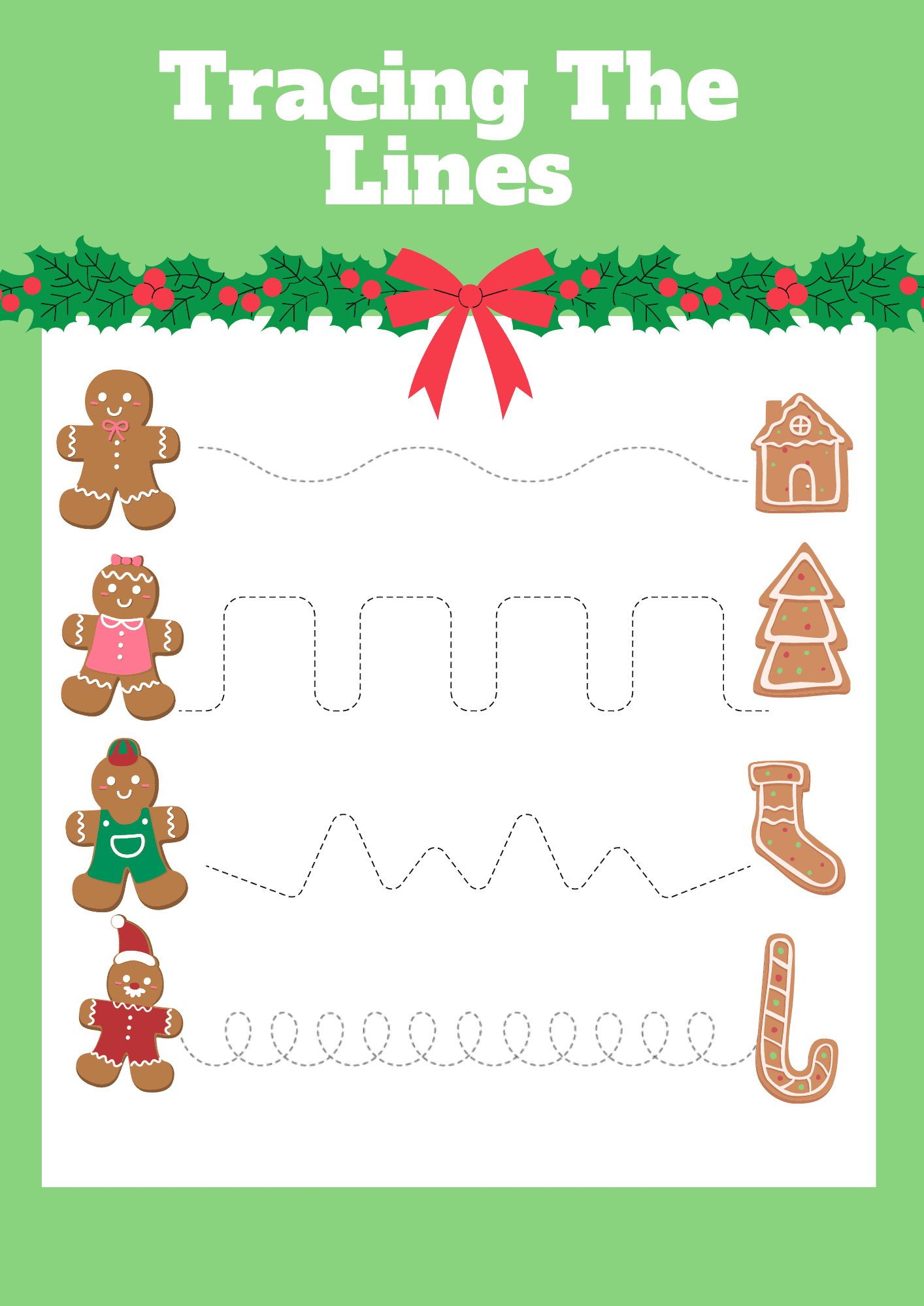 9 Free Christmas Gingerbread Man Worksheet Printables For 2025 with regard to Christmas Line Tracing Worksheets