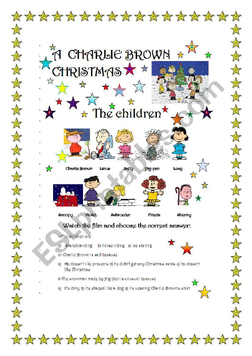 A Charlie Brown Christmas- Film Part 1/3 - Esl Worksheetmarta regarding Charlie Brown Christmas Worksheets