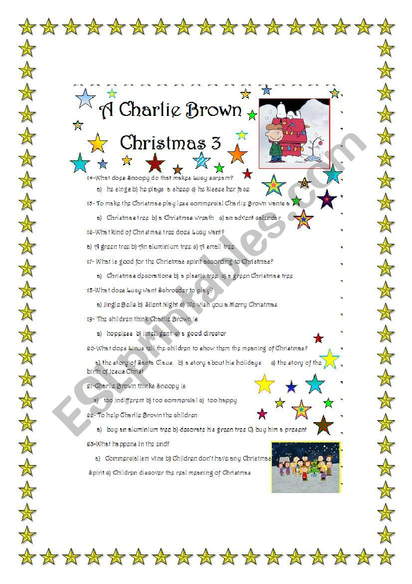 A Charlie Brown Christmas- Film Part 3/3 - Esl Worksheetmarta within Charlie Brown Christmas Worksheets