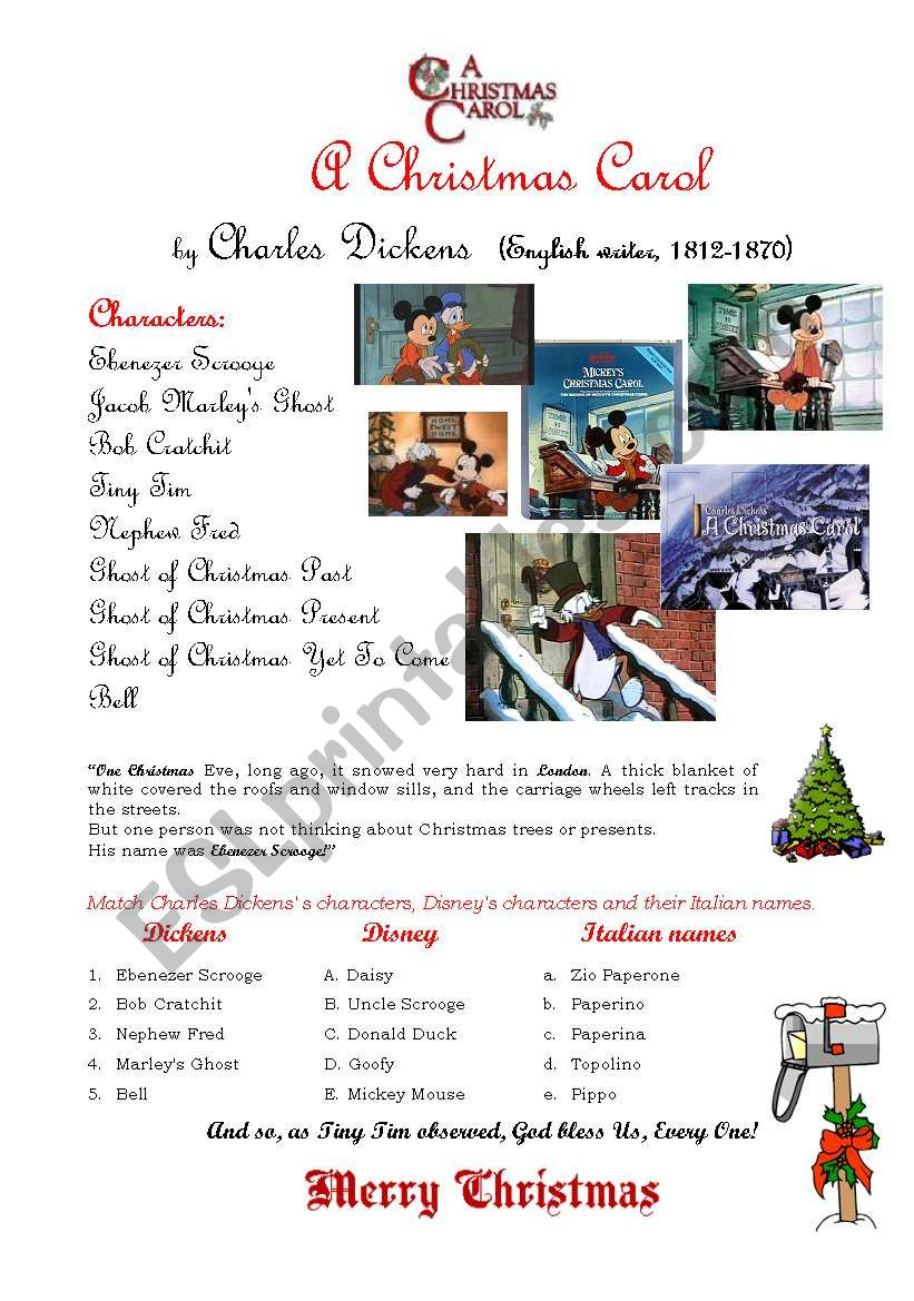 A Christmas Carol - Esl Worksheetcustomer - Worksheets Library with A Christmas Carol Free Worksheets