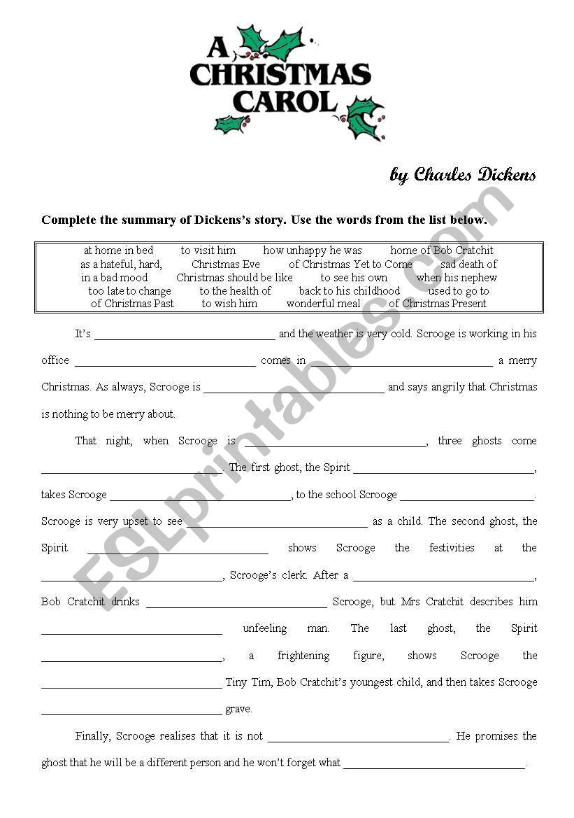 A Christmas Carol - Esl Worksheetyppos59 for A Christmas Carol Free Worksheets
