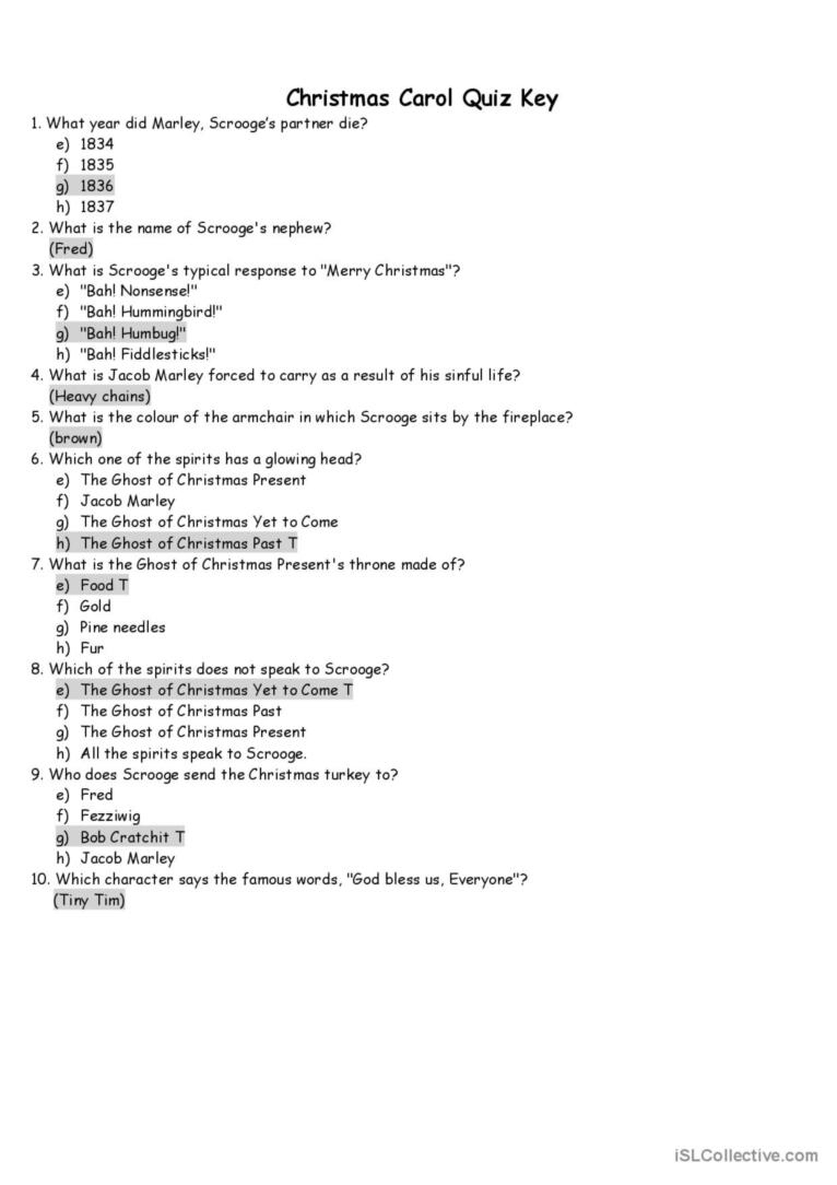 A Christmas Carol Quiz Video Or Movi…: English Esl Worksheets Pdf for A Christmas Carol Worksheets Answer Key