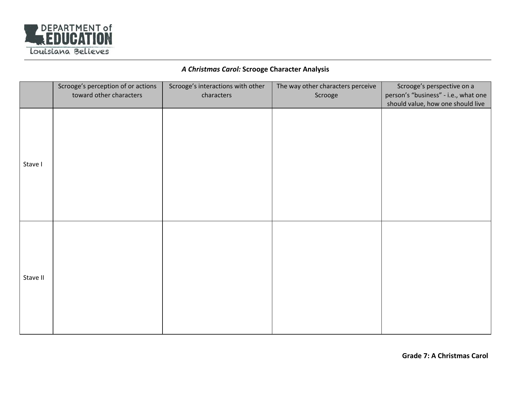 A Christmas Carol: Scrooge Character Analysis Worksheet intended for A Christmas Carol Character Analysis Worksheets