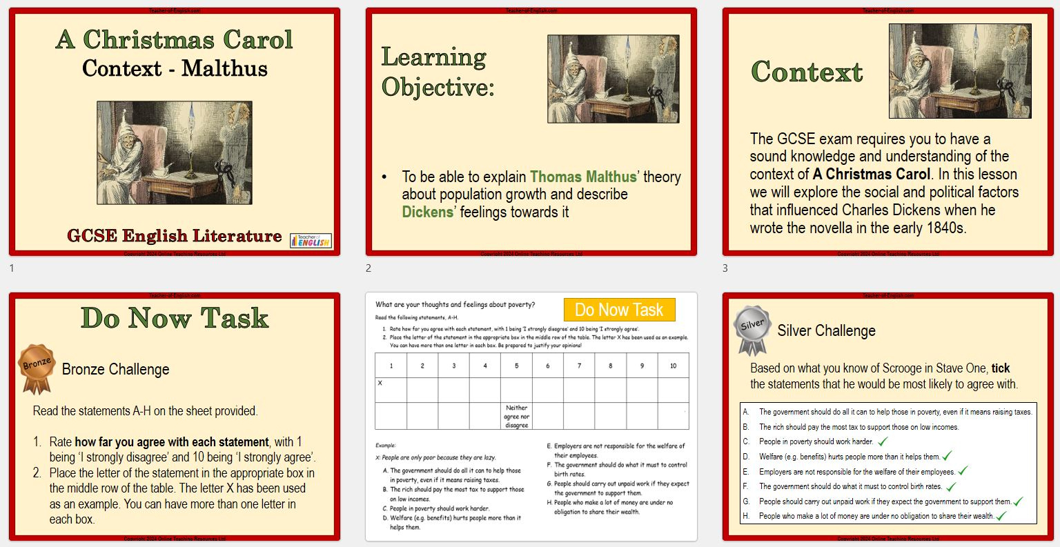 A Christmas Carol - Thomas Malthus | Teaching Resources inside A Christmas Carol Context Worksheets
