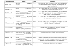 A Christmas Carol Vocabulary Worksheet with A Christmas Carol Vocabulary Stave 1 Worksheets
