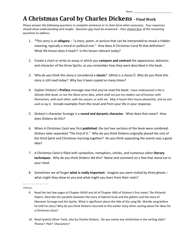 A Christmas Carol Worksheet: Analysis &amp;amp; Questions with regard to A Christmas Carol Allegory Worksheets