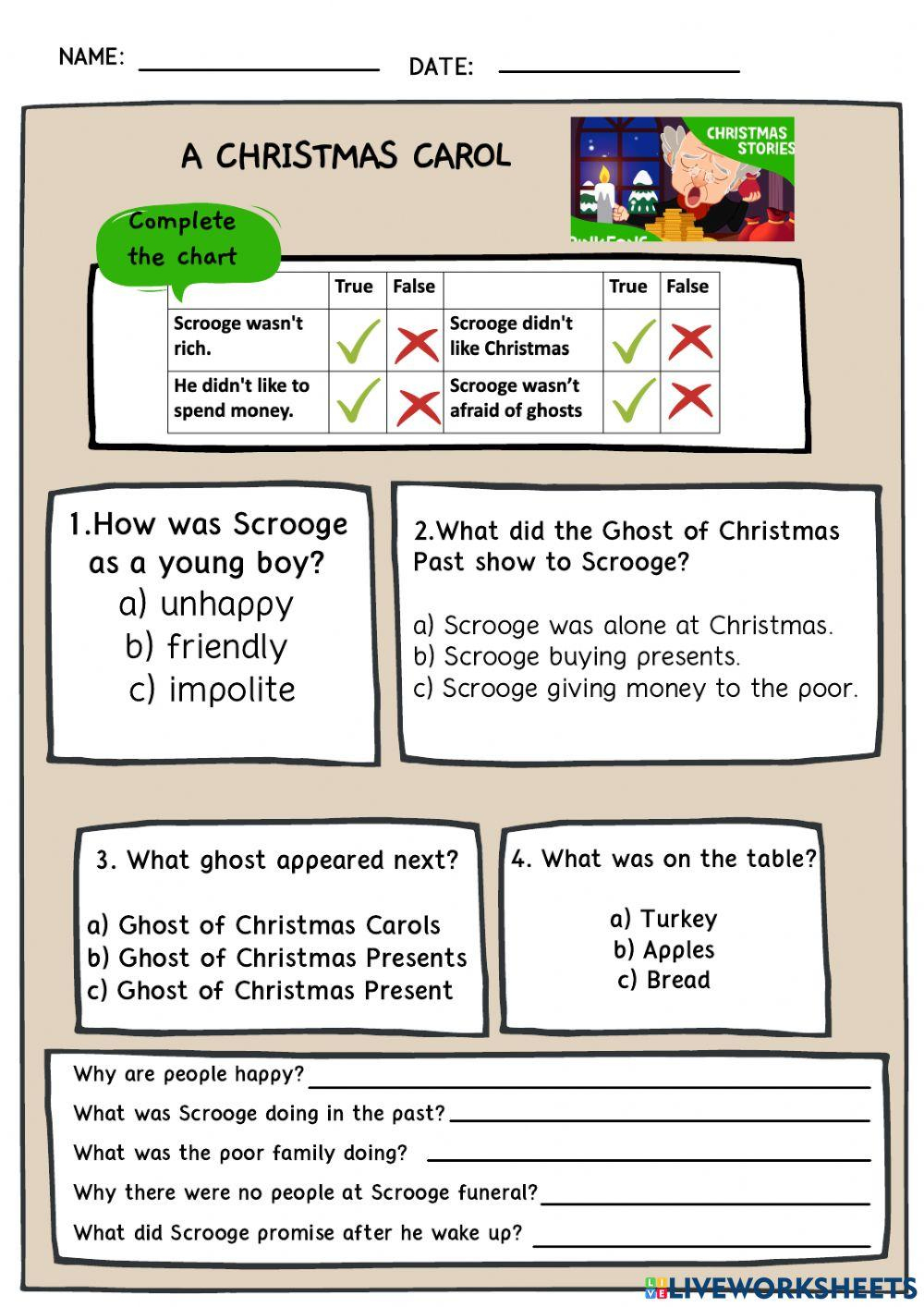 A Christmas Carol Worksheet Worksheet - Worksheets Library intended for Christmas Carol Worksheets
