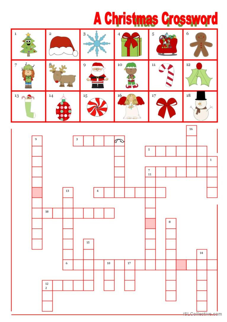 A Christmas Crossword Crossword: English Esl Worksheets Pdf &amp;amp; Doc with regard to Christmas Crossword Worksheets