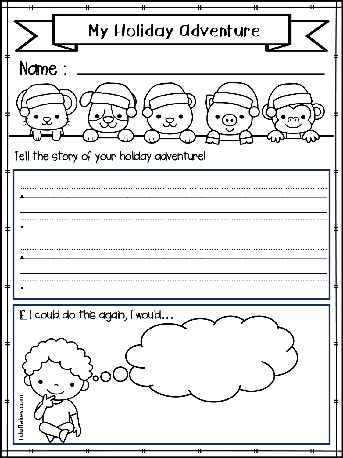 All About My Holiday - Kindergarten Creative Writing - Free Pdf with What Christmas Means To Me Worksheets