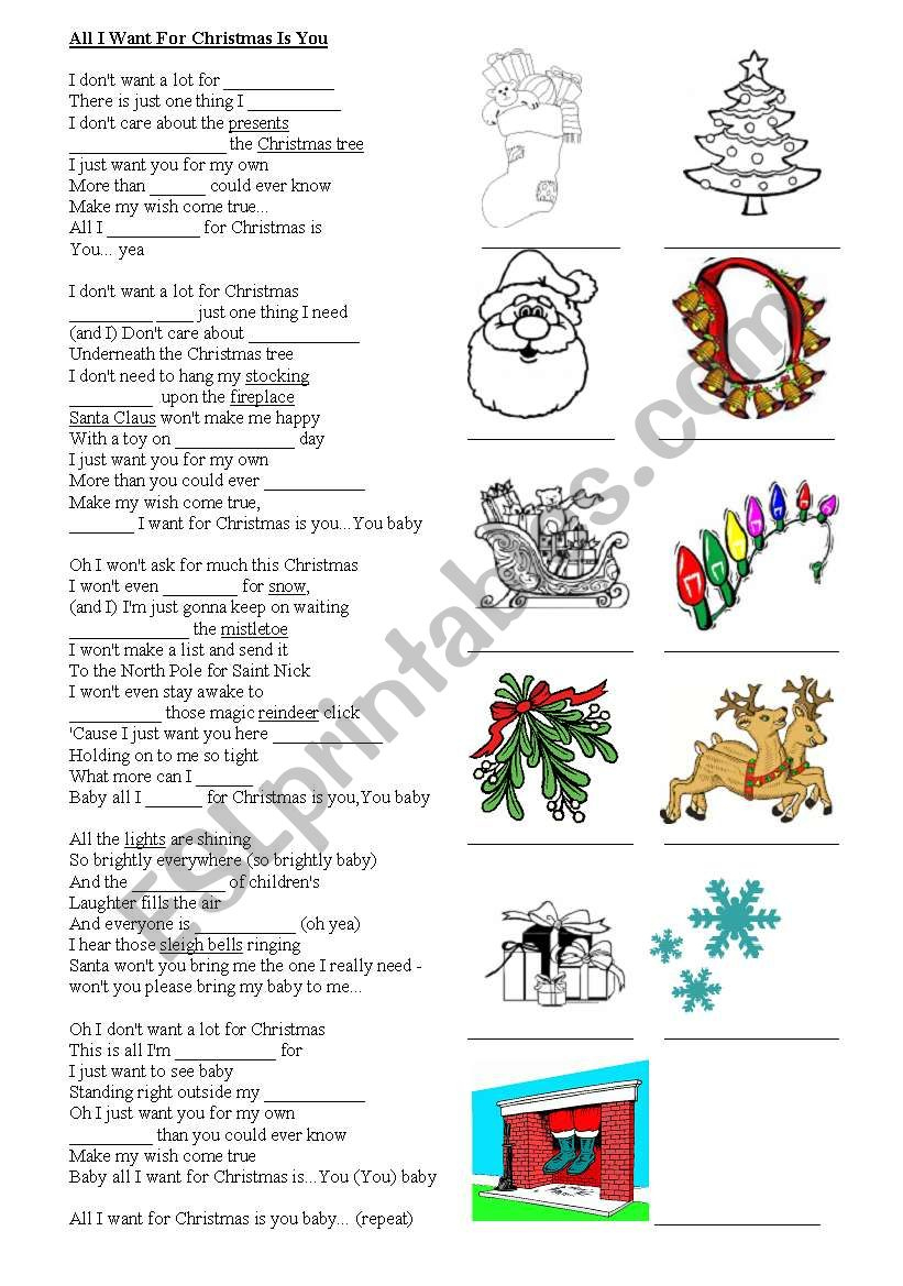 All I Want For Christmas Is You - Esl Worksheetcelineclark throughout All I Want For Christmas Worksheets