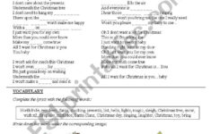 All I Want For Christmas Is You, Mariah Carey - Esl Worksheet pertaining to All I Want For Christmas Worksheets