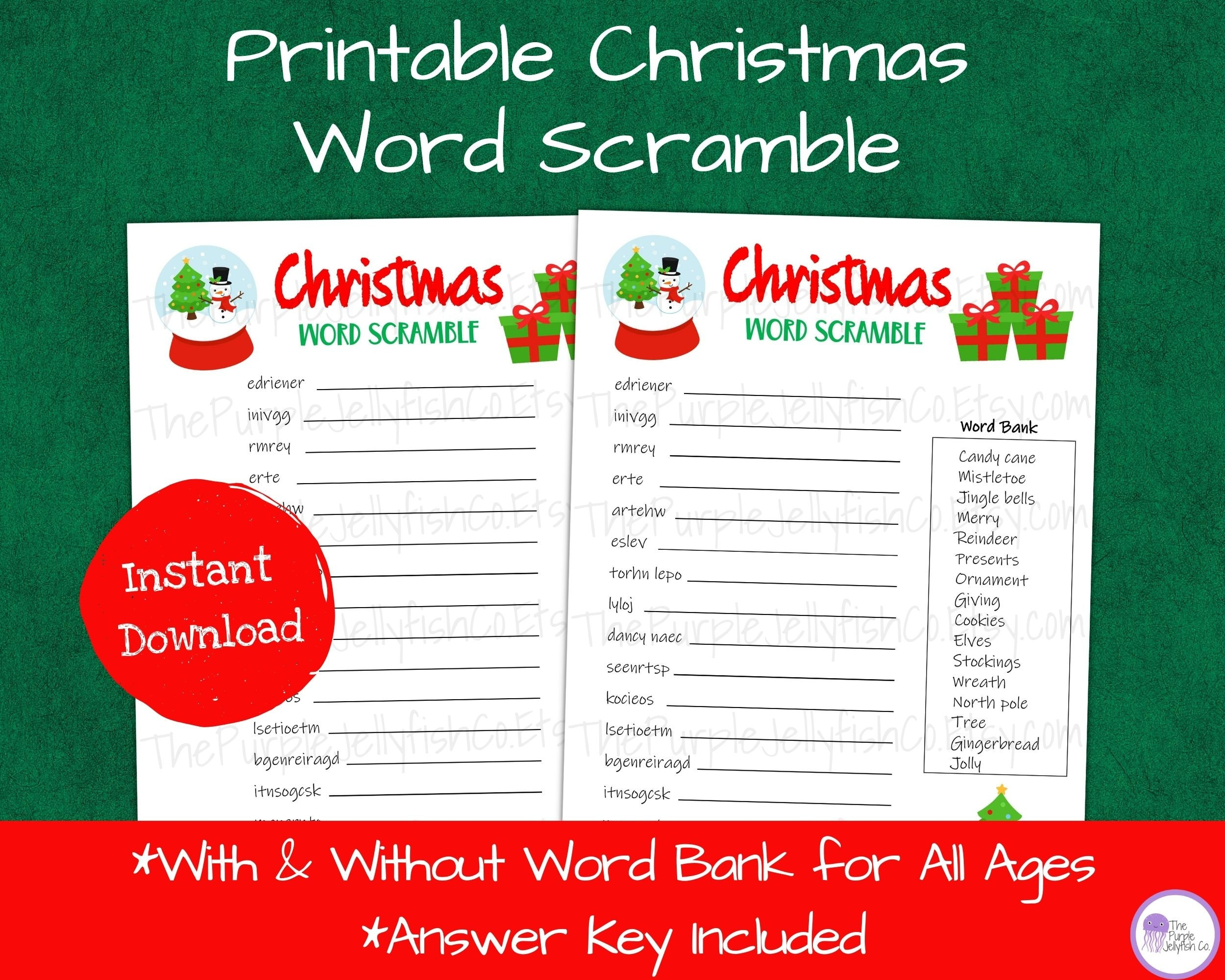 Buy Christmas Word Scramble, Christmas Activity For Kids Printable pertaining to Scrambled Christmas Super Teacher Worksheets