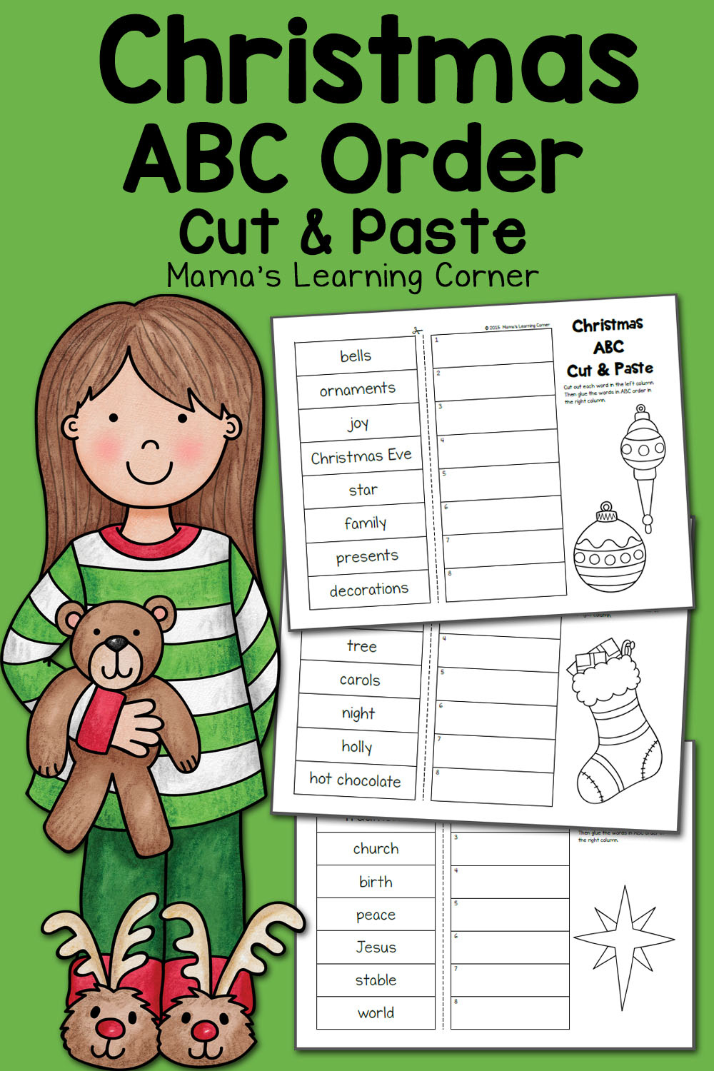 Christmas Abc Order Worksheets: Cut And Paste! - Mamas Learning Corner for Christmas Words Alphabetical Order Worksheets