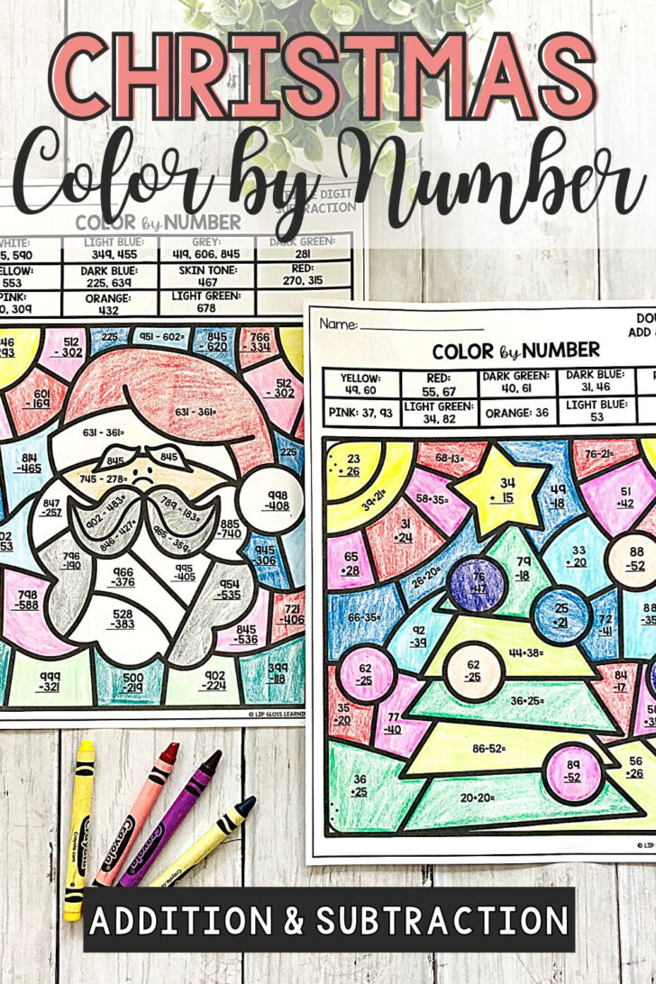 Christmas Subtraction Coloring Worksheets Christmas Subtraction Coloring Worksheets