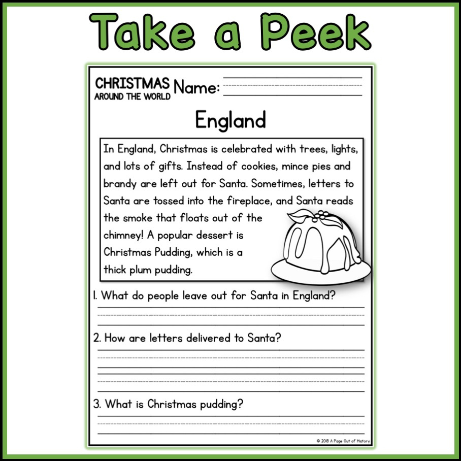 Christmas Around The World Social Studies Reading Comprehension K in Christmas Social Studies Worksheets
