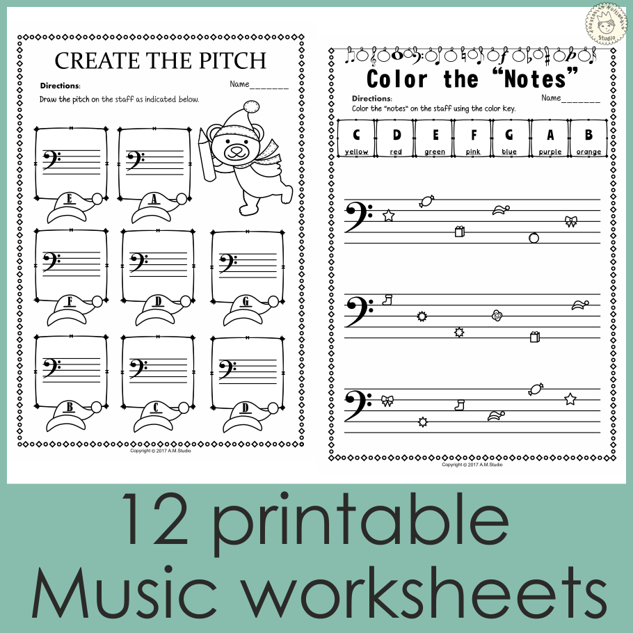 Christmas Bass Clef Note Reading Worksheets intended for Printable Christmas Music Worksheets