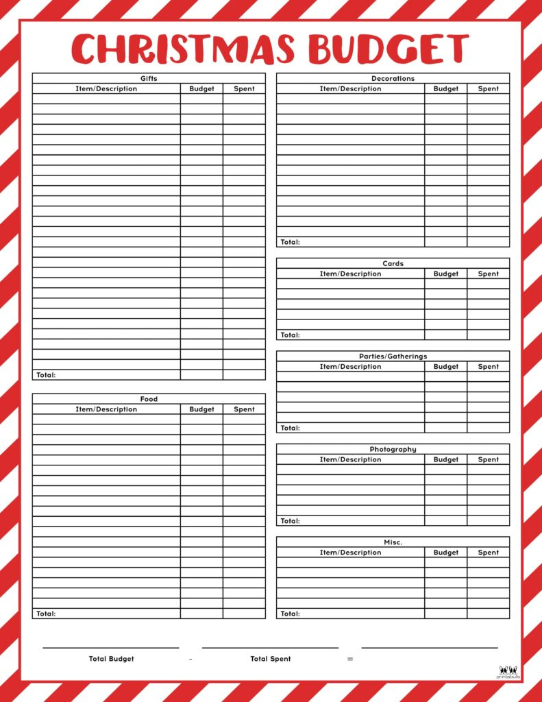 Christmas Budget Templates - 12 Free Pages | Printabulls intended for Christmas Budget Worksheets Printable