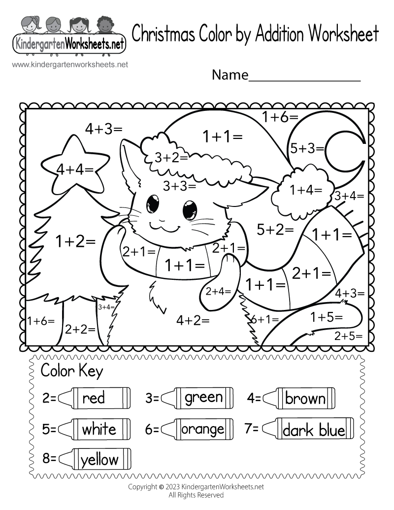Christmas Coloraddition Worksheet - Free Printable, Digital, &amp;amp; Pdf intended for Worksheets For Kindergarten Christmas