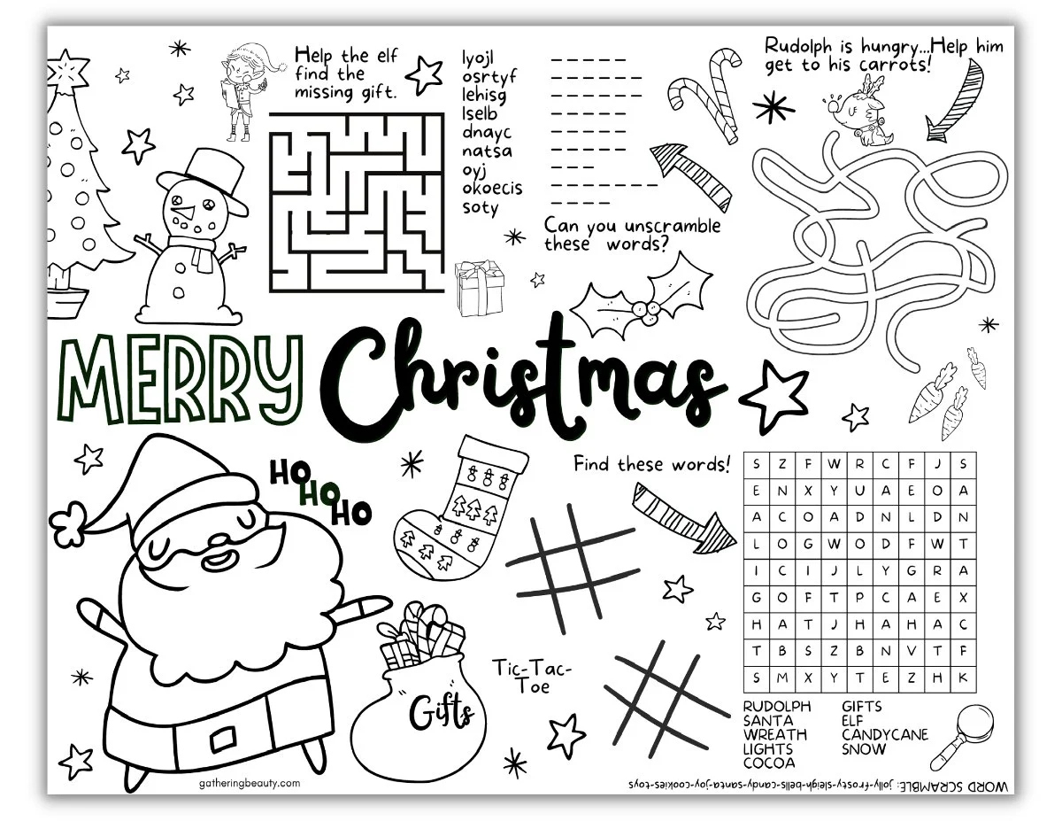 Christmas Coloring Activities For Kids - Free Printable for Coloring Christmas Worksheets For Kindergarten