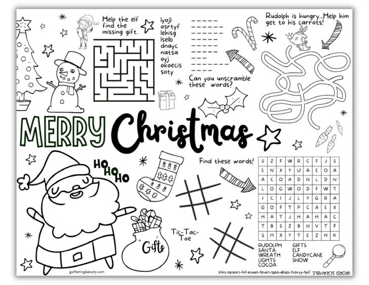 Kindergarten Christmas Coloring Worksheets