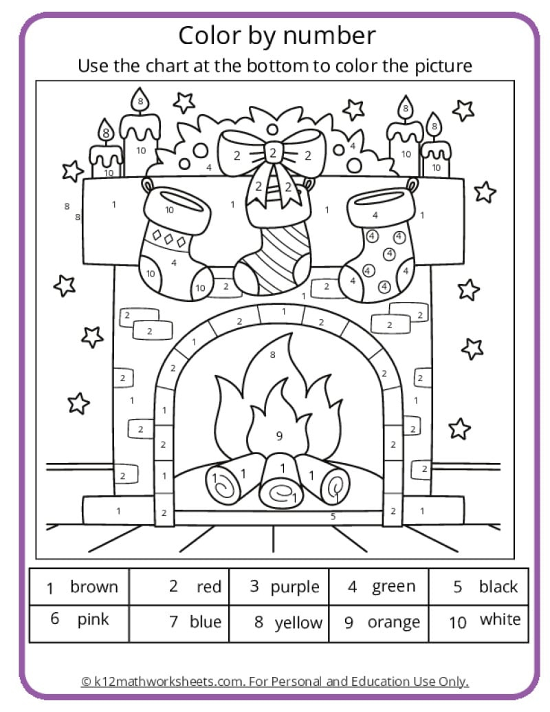 Christmas Colornumber Pages pertaining to Addition Christmas Coloring Worksheets
