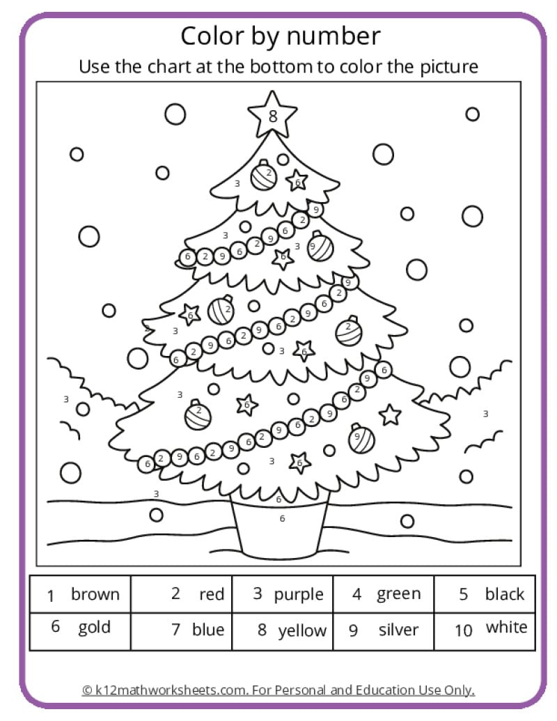 Christmas Colornumber Pages with Place Value Christmas Worksheets