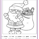 Christmas Colornumber Pages Within Free Color By Number Addition Christmas Worksheets