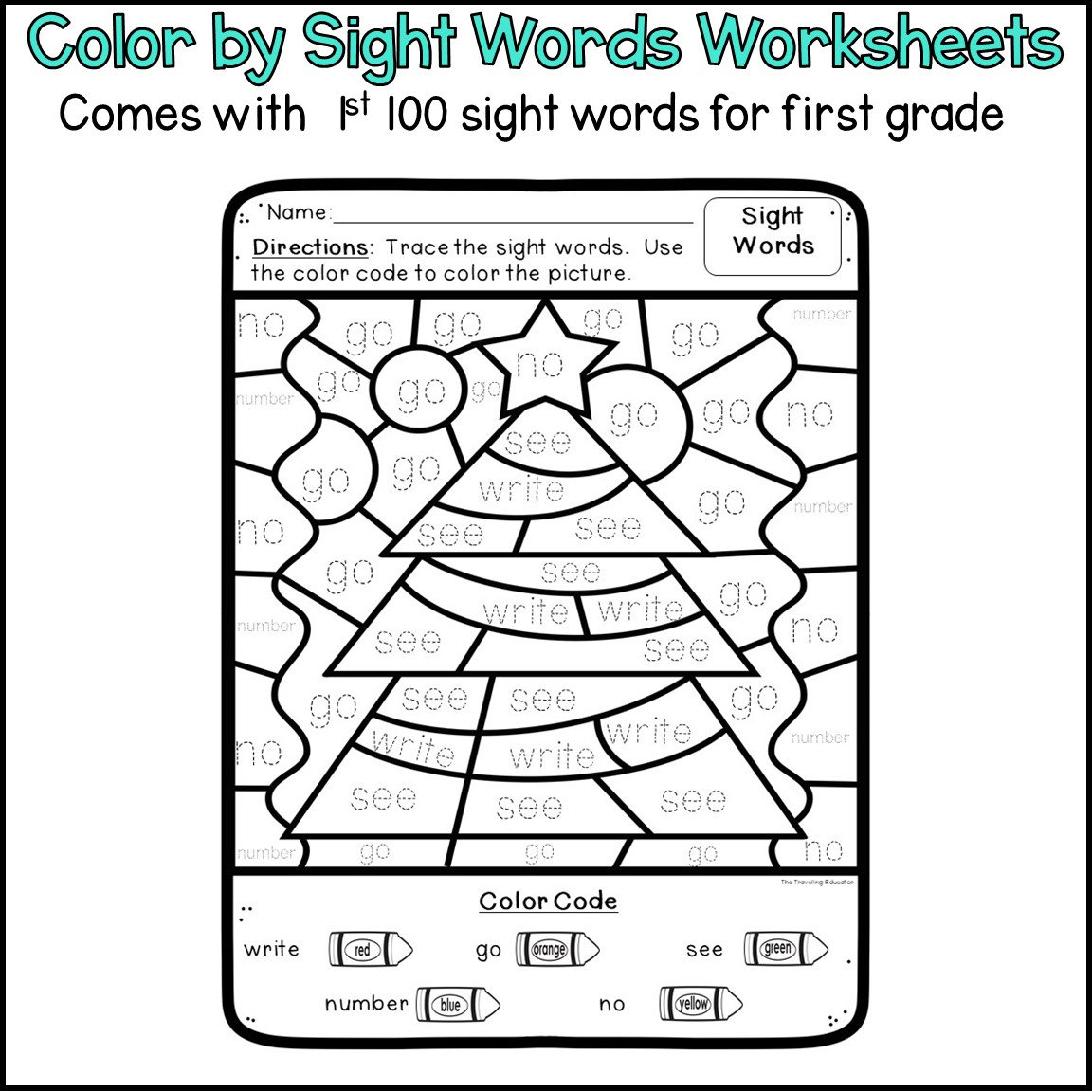 Christmas Colorsight Words For First Grade - Christmas within Christmas Color by Word Worksheets